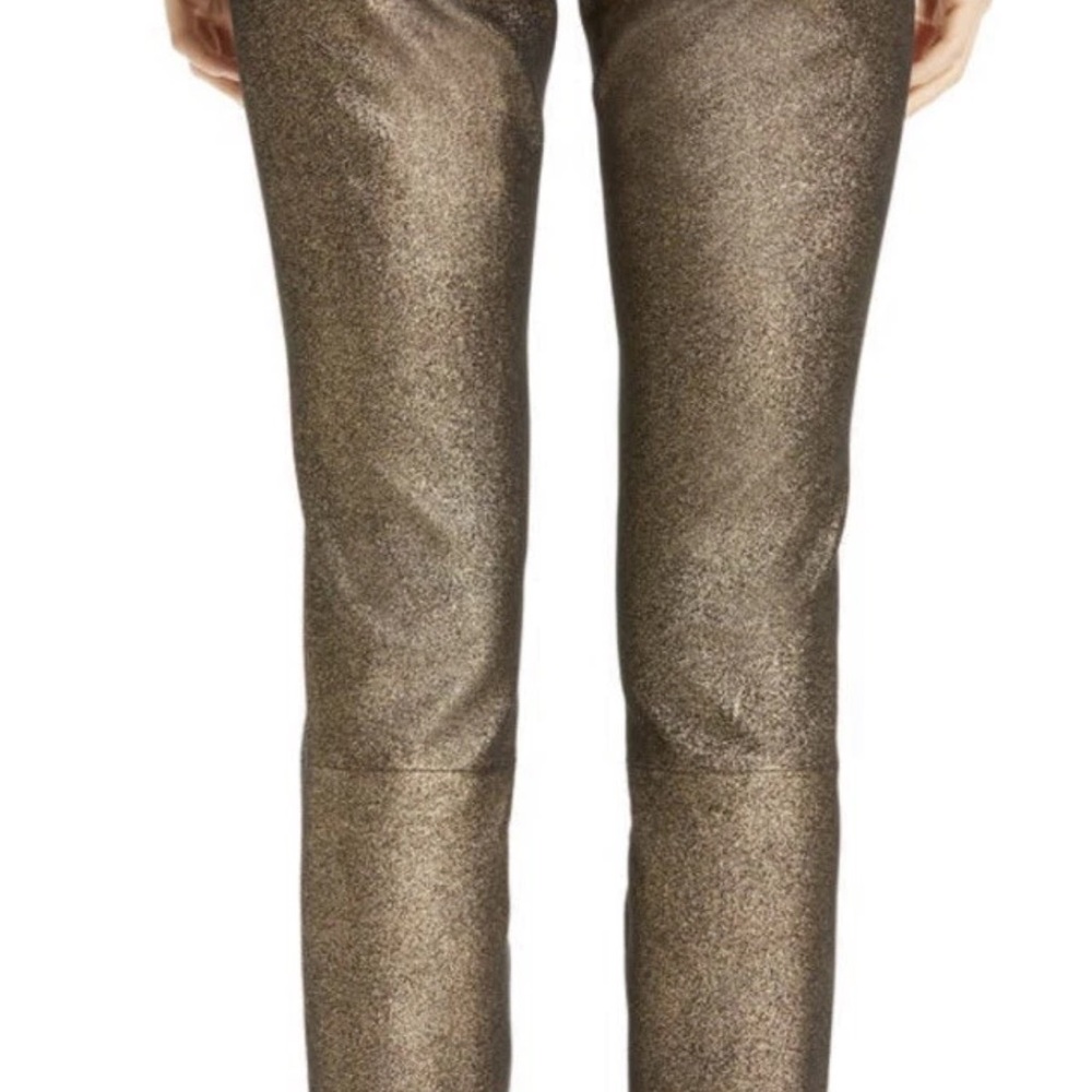 Lafayette 148 Lambskin Leather Gold toned pants - new with tags